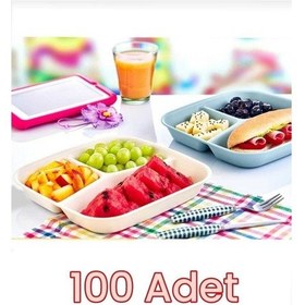 Resim 3 Bölmeli Çerez Ve Kahvaltı Tabağı 100 Adet 