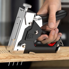 Resim 1 Adet Dörtübirarada Ağır Hizmetli Çivi Makinesi, Zımba, Çivi Tabancası, Manuel Çivi Tabancası, Çivi Tabancası, T Şekilli Çiviler, U Şekilli Çiviler, I Şekilli Çiviler Ve N Şekilli Çivileri Takmak İçin Kullanılabilen, DIY Ev Dekorasyonu Mobilya Ahşap Vb. Için Uygun 