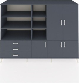 Resim Kronos Dolap 11 Raflı 3 Çekmeceli 5 Kapaklı 220x59x163 Antrasit-antrasit Antrasit - Antrasit 