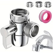 Resim Elmpaly Silvery 3 Yollu Paslanmaz Çelik Musluk Splitteri M22 M24 G1/2 Bağlantılı Köpükleyici Duş Seti 