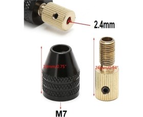 Resim Depolife Motor Gravür Makinası Için Anahtarsız Mandren 2.4 mm Kaplin M7 Kısa Kuyruk Ödev Proje Uygulama Arge 