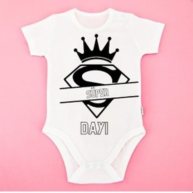 Resim Kişiye Özel Süper Aile Bebek Body Anne Baba Dede Teyze Amca Hala Dayı Beyaz 