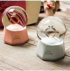 Resim Büro Ev Ofis Dekoru İçin Tekli Mini Işıklı Tektaş Yüzük Mavi Kar Küresi 