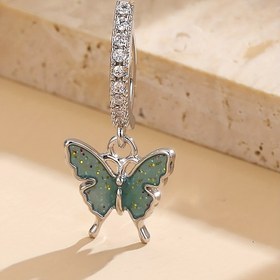 Resim Kelebek Şekilli Damlacık Göbek Deliği Yüzüğü Parıltılı zirkonya ile Kaplı Basit Bakır Göbek Takı 