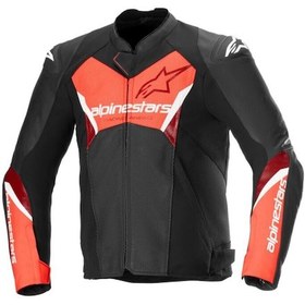 Resim Alpinestars Faster V3 Air Korumalı Deri Motosiklet Montu Siyah Kırmızı 