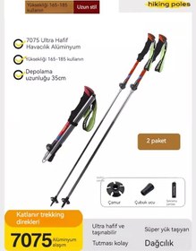 Resim Ultra Hafif Geri Çekilebilir Yükseklikte Açık Hava Taşınabilir Taşınabilir Trekking Batonları Göstermek Çok Renkli 