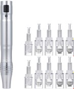 Resim Hangfox Nano İğne Cilt Bakımı Aleti - 0-2.5mm İğne Uzunluğu Ayarı, 5 Seviye Titreşim, Sayısal Ekran, 10 Adet Uç Gümüş 