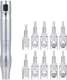 Resim Hangfox Nano İğne Cilt Bakımı Aleti - 0-2.5mm İğne Uzunluğu Ayarı, 5 Seviye Titreşim, Sayısal Ekran, 10 Adet Uç Gümüş 