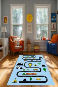 Resim Kessy Home Studio Eğitici Yol Desenli Çocuk Oyun Halısı Dijital Baskı Yıkanablir Kaymaz Taban Çocuk Odası Halısı 4 