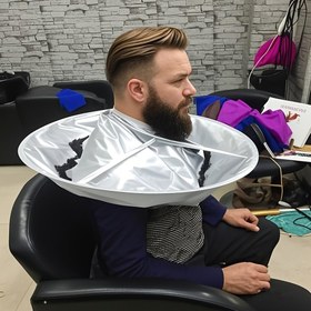 Resim 1pc Polyester Berber Şemsiyesi Tasarımı Saç Kesme Pelerini, DIY Kuaför Önlüğü, Katlanabilir Salon Aksesuarları için Kuaförler 