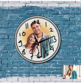 Resim Sevgiliye Hediye Yağlı Boya Tasarımlı Cam Duvar Saati 2932-21 Çok Renkli 