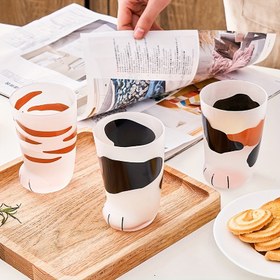 Resim Yeni Kedi Pati Bardakları, Sevimli Kedi saç tokası Baskılı Cam Kahve Kupa Kişilik Kedi Ayakları Kahvaltı Süt Bardağı İçecek İçme Bardakları Gençler İçin, Doğum Günü Noel Hediye Seti 