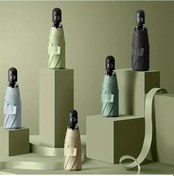 Resim Boatshop1 8 Kollu Pembe Mini Otomatik Katlanır Şemsiye Bağcıklı Dayanıklı Hafif Cep Şemsiyesi Erkek Kadın 