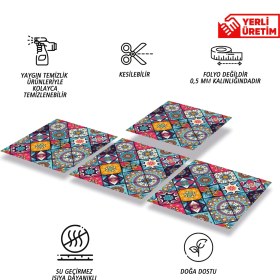 Resim Tink Kendinden Yapışkanlı Pembe Karo Desenli Pvc Karo 30X30 cm (11 Adet) 1m2 