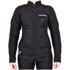 Resim Venom Urban Motosiklet Montu Kadın Siyah Motorcu Montu 