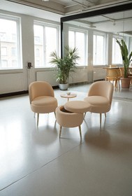 Resim Zinnet Design Bella Oturma Takımı–İkili Koltuk, İki Adet Berjer ve Bir Adet Sandıklı Puf, Ofis & Salon Kullanımı 