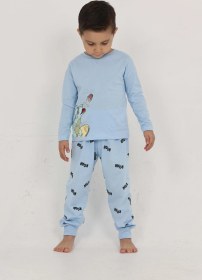 Resim Toontoy Kids Toontoy Erkek Çocuk Roar Baskılı Pijama Takım Mavi 