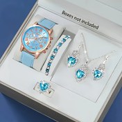Resim Kadınlar için 6 adet Saat Moda Çekicilik Parti Zarafet Dekor Kuvars İzle Romantik Taşlı Kolye Küpe ve Yüzük Seti Kurban Bayramı Anneler Günü Tatil Hediyeleri Doğum Günü Hediyeleri En İyi Seçim Hediye 