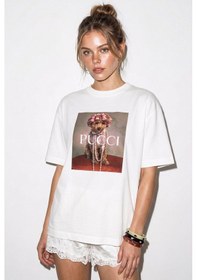 Resim Shade Kadın Poodle Baskılı Pamuk Bisiklet Yaka Oversize Basic T-shirt Öt261064 60286255 - Beyaz Standart 