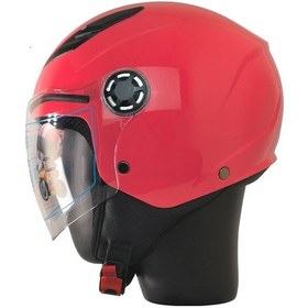 Resim Motoanl Motosiklet Ve Bisiklet Ce Abs Material Yarım Camlı Açık Çocuk Motor Kaskı Kırmızı 