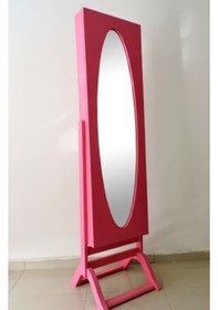 Resim Ayna Takı Dolabı Boy Ayna Kayın Md Parlak PEMBE Lake Boya Natüre Klasik Mobilya El Yapım Ahşap 