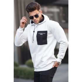 Resim Madmext Ekru Baskılı Kapşonlu Sweatshirt 6004 