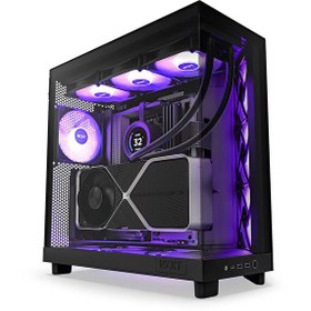 Resim Nzxt H Series H6 Flow RGB 3x120mm RGB (ATX Micro-ATX Mini-ITX) CC-H61FB-R1 Siyah ATX Oyuncu Kasası Nzxt