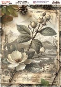 Resim Pirinç Dekopaj Kağıdı 30x42cm Pt-617 Gül Çiçek 