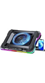 Resim Daisy Home Yeti 2200RPM Rgb Işıklı LED Display Gaming Laptop Notebook Soğutucu Stand 