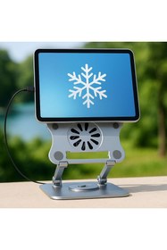 Resim chimon Alüminyum 360 Derece Ayarlanabilir Laptop Standı Rgb Çift Fanlı Sogutucu Premium Notebook Tutucu 