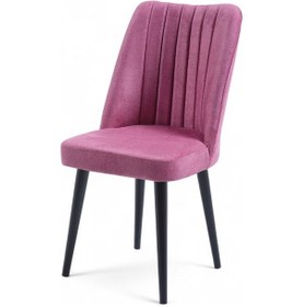 Resim Polo Sandalye - Jerika Gül Kurusu - Ahşap Siyah Ayak 