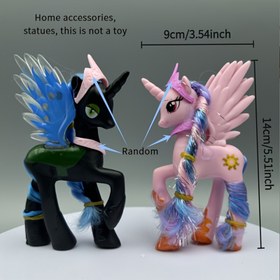 Resim 1 adet My Little Horse Polly 14.0 cm dekoratif hayvan heykeli, masaüstü ev süsü, zarif güzel mor Yue ritmi ay evreni Prenses partisi küçük dekorasyon Noel yaratıcı dekor 