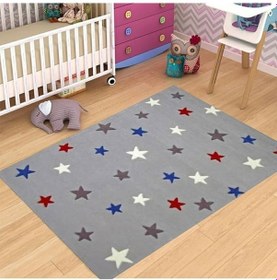 Resim Halıportalı Star Çocuk Odası Halısı Özel Ölçü Yapılır I-B-409 Gri 