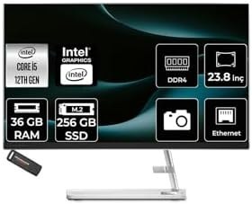 Resim LENOVO IdeaCentre 24IAP7 i5 12450H 36GB 256GB SSD 23.8" FHD FDOS Beyaz All in One Bilgisayar 