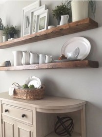 Resim Dekoratif Yüzen Ahşap Raf 2'li 100x20x4 Cm Gizli Monte Demir Aparatı Ile Göndermekteyiz Bej 
