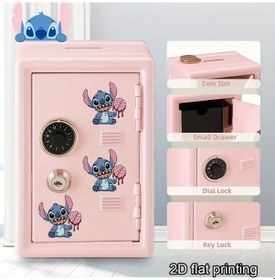 Resim Honeybeeshop Pembe Stitch Karikatür Demir Para Kutusu Küçük Çekmece Belgeler Mücevher Saklama 
