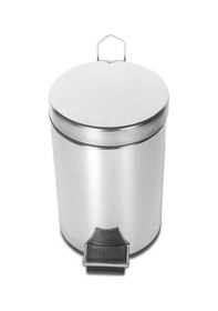 Resim Paslanmaz Pedallı 8 Lt Çöp Kovası - Klozet Fırçası 2'li Banyo Seti Gri 