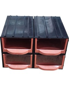 Resim Plastik 4 Şeffaf Çekmeceli Kutu Küçük Organizer Çekmece Avadanlık 