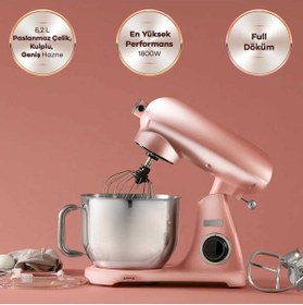 Resim Karaca Powercast Chef Döküm Stand Mikser Silver Mutfak Şefi 1800W 6,2 Lt 