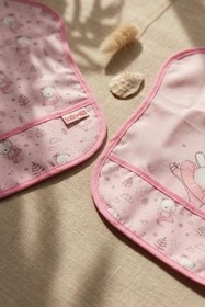 Resim DYZSTAR Bella 2 li Sıvı Geçirmez Cepli Mama Önlüğü - Pembe Balerin Ayıcık Desenli Leke Tutmaz Bebek 