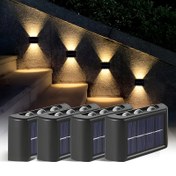 Resim 2 adet Güneş Enerjili Dış Mekan Duvar Yıkama Işıkları, Çift Başlı Duvar Işıkları, Yukarı ve Aşağı Aydınlatma, Dış Mekan 6 LED Güneş Duvar Işıkları Su Geçirmez LED Bahçe Sokak Peyzaj Dekoratif Duvar Işıkları, Bahçe, Patio ve Balkon Dekorasyonu İçin Uygun | Şarj Edilebilir Nikel Pil, 600mAh Kapasite | Cadılar Bayramı, Noel, Şükran Günü, Yeni Yıl İçin Mükemmel 