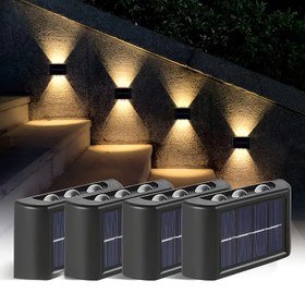 Resim 2 adet Güneş Enerjili Dış Mekan Duvar Yıkama Işıkları, Çift Başlı Duvar Işıkları, Yukarı ve Aşağı Aydınlatma, Dış Mekan 6 LED Güneş Duvar Işıkları Su Geçirmez LED Bahçe Sokak Peyzaj Dekoratif Duvar Işıkları, Bahçe, Patio ve Balkon Dekorasyonu İçin Uygun | Şarj Edilebilir Nikel Pil, 600mAh Kapasite | Cadılar Bayramı, Noel, Şükran Günü, Yeni Yıl İçin Mükemmel 