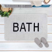 Resim MarkaEv Şönil Bath Yazılı Banyo Paspası - Gri / Siyah - 50x80 cm 