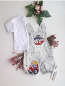 Resim Kity Mity Erkek Bebek Kot Salopetli Takım 6-9-12 Ay A.mavi 