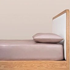 Resim %100 Pamuk Saten Lastikli Çarşaf Seti 160x200 Cm Taş - Lia Serisi 