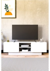 Resim Dora Tv Sehpası, Tv Standı, Televizyon Ünitesi Beyaz 