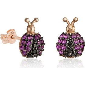 Resim Caelo Gümüş Uğur Böceği Küpe 