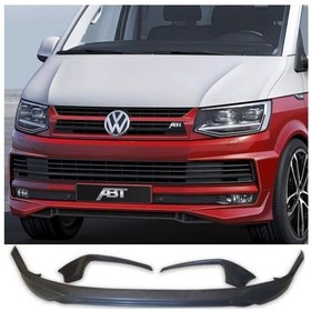 Resim Vw Transporter T7 Abt 3 Parça Ön Ek Karlık Abs Plastik Mat Siyah 2016 2017 2018 2019 2020 2021 Karlık+bodykit+ek 