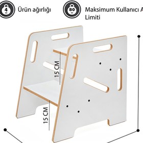 Resim Minera Çocuk / Yetişkin Montessori Ahşap Basamak, Yükseltici, Tabure 