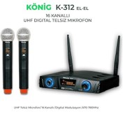 Resim König K-312 Çift El Kablosuz Telsiz Mikrofon 16 Digital Kanal Uhf 